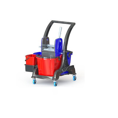 Wózek dwuwiaderkowy 2x25l. Na podstawie ABS EXTRA+wyciskarka szczękowa HERCULES+kuweta z 2 wiadrami 5l.+podstawa mopa HCK670