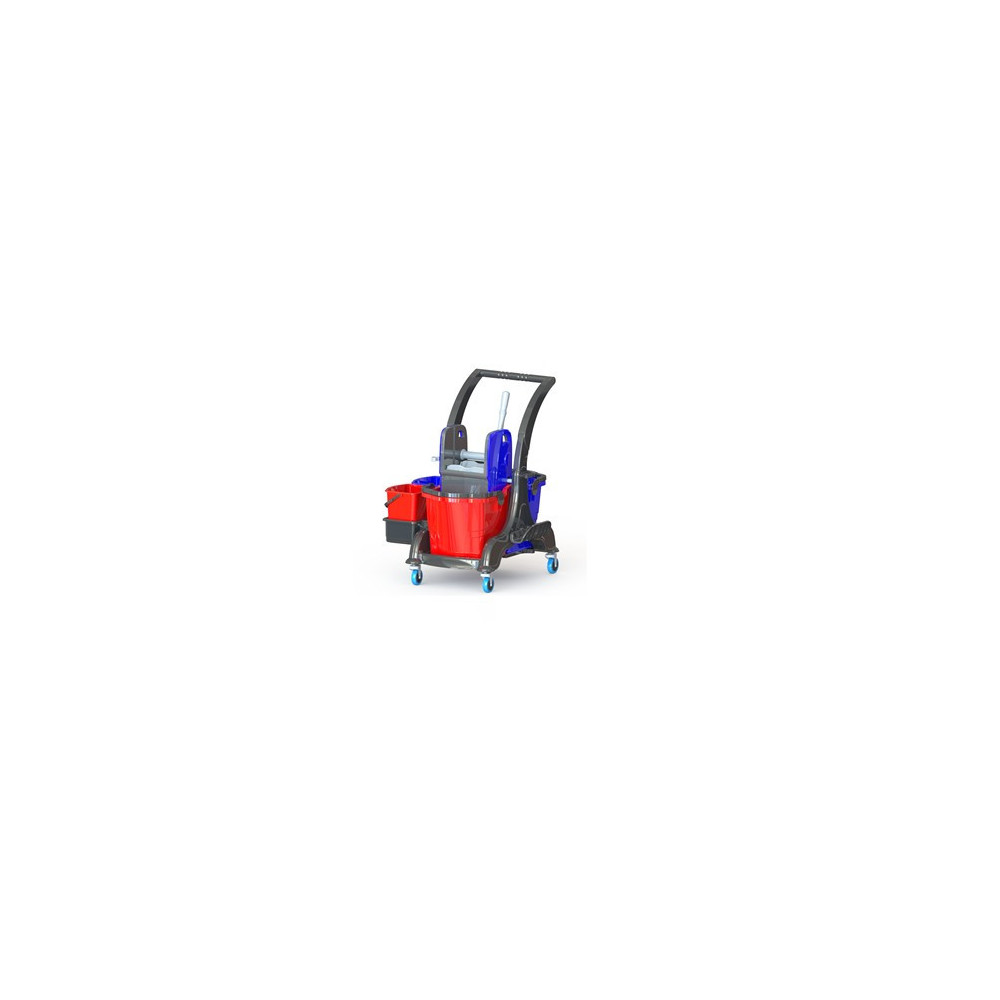 Wózek dwuwiaderkowy 2x25l. Na podstawie ABS EXTRA+wyciskarka szczękowa HERCULES+kuweta z 2 wiadrami 5l.+podstawa mopa HCK670