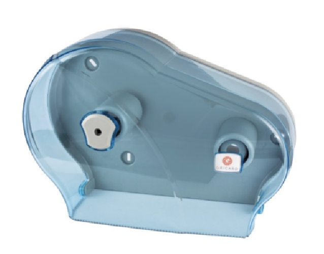 Podajnik papieru toaletowego na podwójną rolkę. Wykonany z materiału ABS. Transparentny.