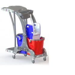 Wózek dwuwiaderkowy 2x25l na podstawie ABS EXTRA +wyciskarka szczękowa HERCUKES + uchwyt na worek + koszyk na akcesoria